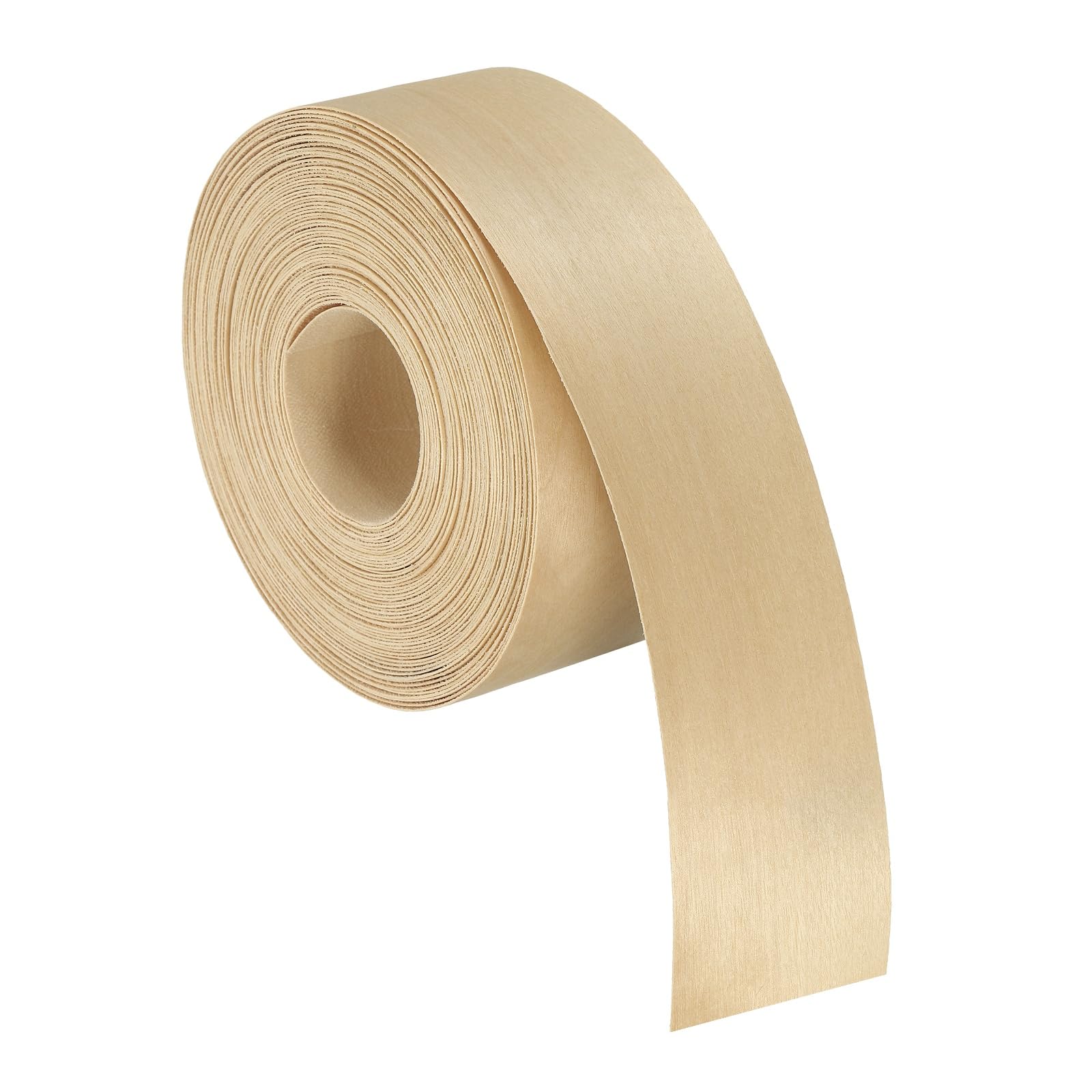 sourcing map 5cm x 15m Wood Veneer Edge Banding, Pre-Glued Flexible Birch Edging Strips, Iron on with Hot Melt Adhesive Wood Tape for Cabinet Repair and Furniture Restoration