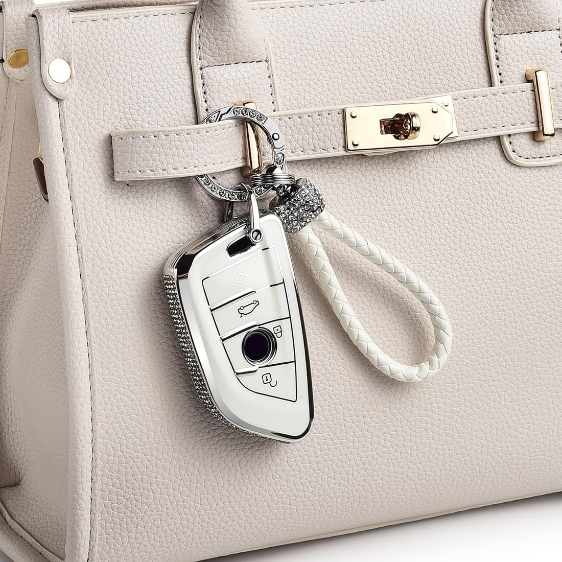 Key Fob Cover for BMW, Rhinestone Crystal TPU Silvery White Key Cover Case Shell for 2 4 5 6 7 Series X1 X2 X3 X5 X6 X7 M5 M6 image 5