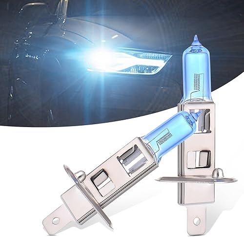 GKmow Pack-2 Bombillas halógenas H1, bombillas de xenón para automóvil, luces de haz alto de 12 V 100 W, kit de repuesto de luces de automóvil,