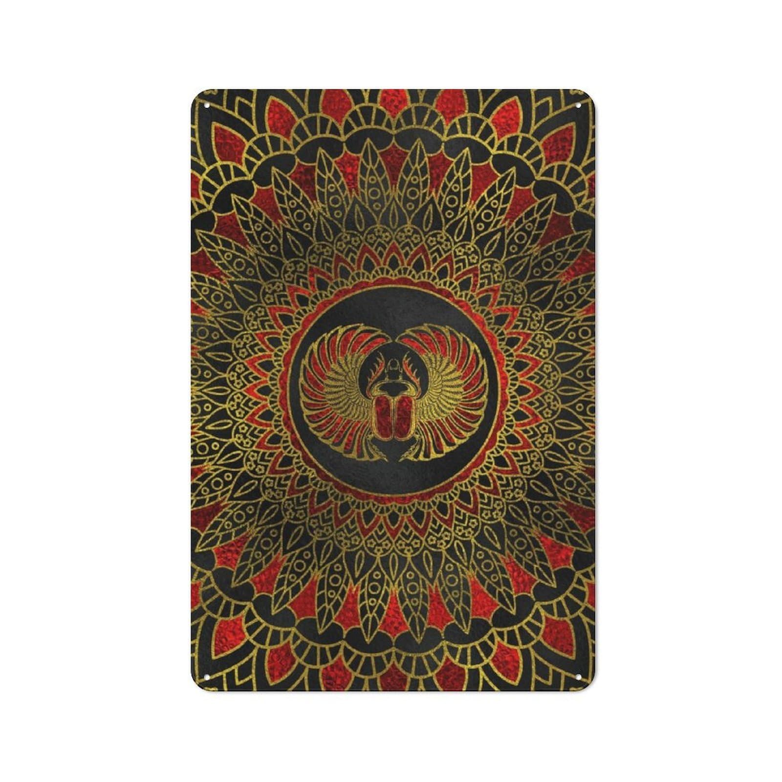 Junmoney Egyptian Scarab Retro Tin Wall Plaque 30X20cm Featuring For Pub Or Café, New-Space Wall Decor For Pub Decor Enthusiasts