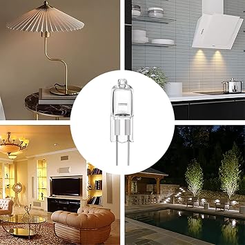 10 Pack G4 Halogen Light Bulbs 20W 12V Clear Capsule 2 Pin Lamp Bulb, for Cooker Hood, Cabinets, Table Lamps [Energy Class A+]