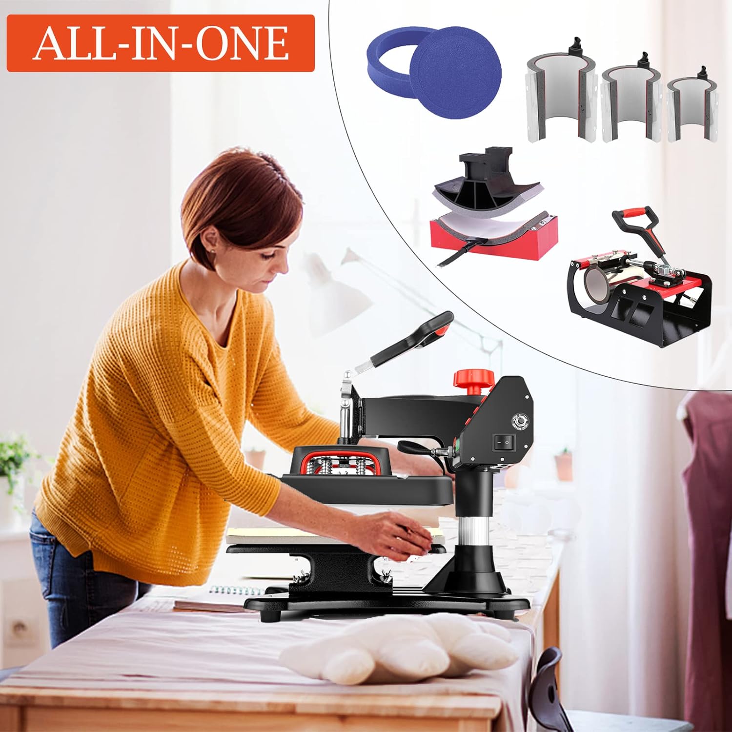 Casulo 8 in 1 Heat Press Machine Combo, 360-Degree Rotation Powerpress Heat Press Machine Digital Sublimation, Professional Heat Printing 15x12 Inch Heat Transfer for T-Shirts Mug Hats Plate Cap