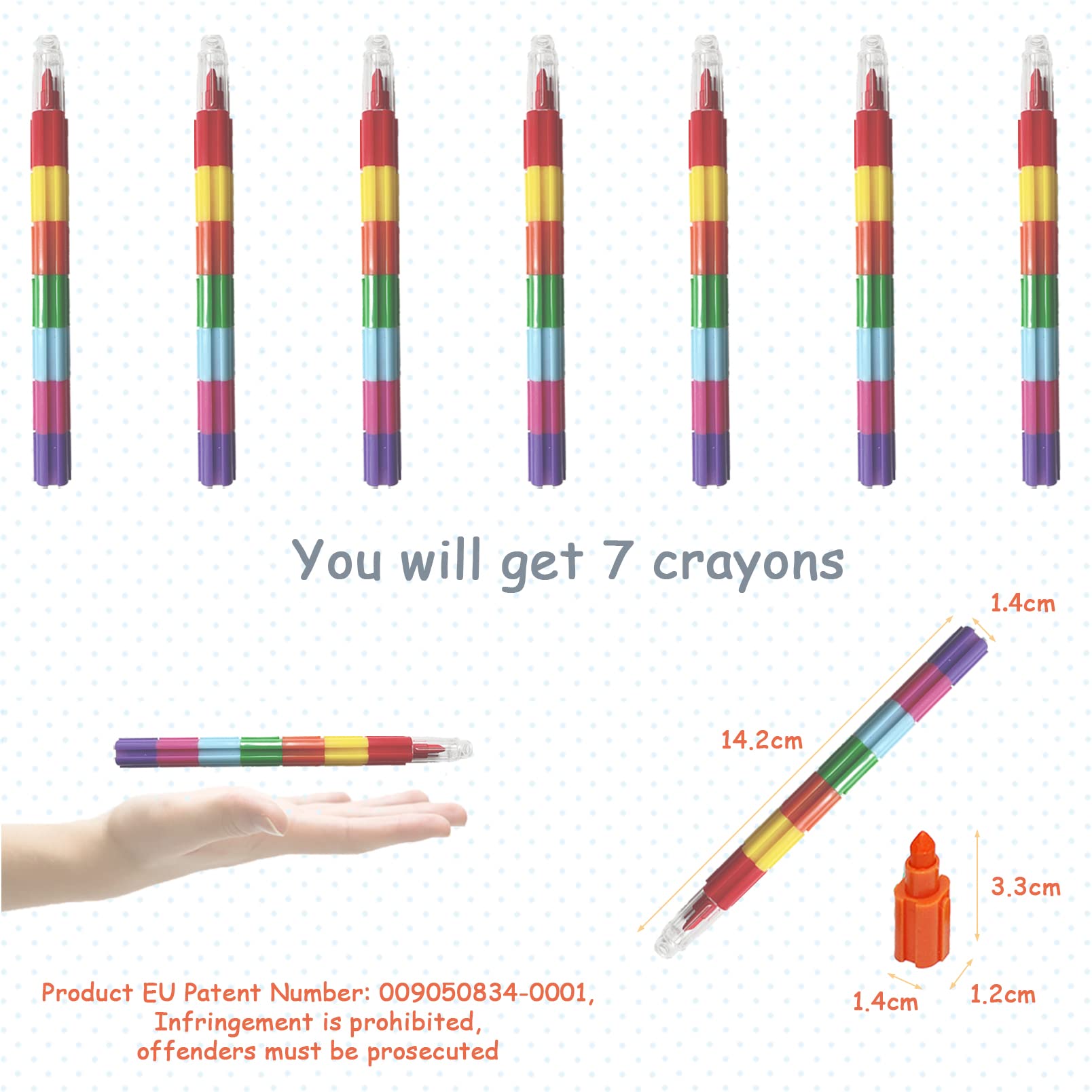 ICEPAPA, 15 x coloured pencils (12 colours in 1), stackable coloured pencils for children, as a gift for birthdays, children invites, small gifts, birthday gifts, Christmas gift idea