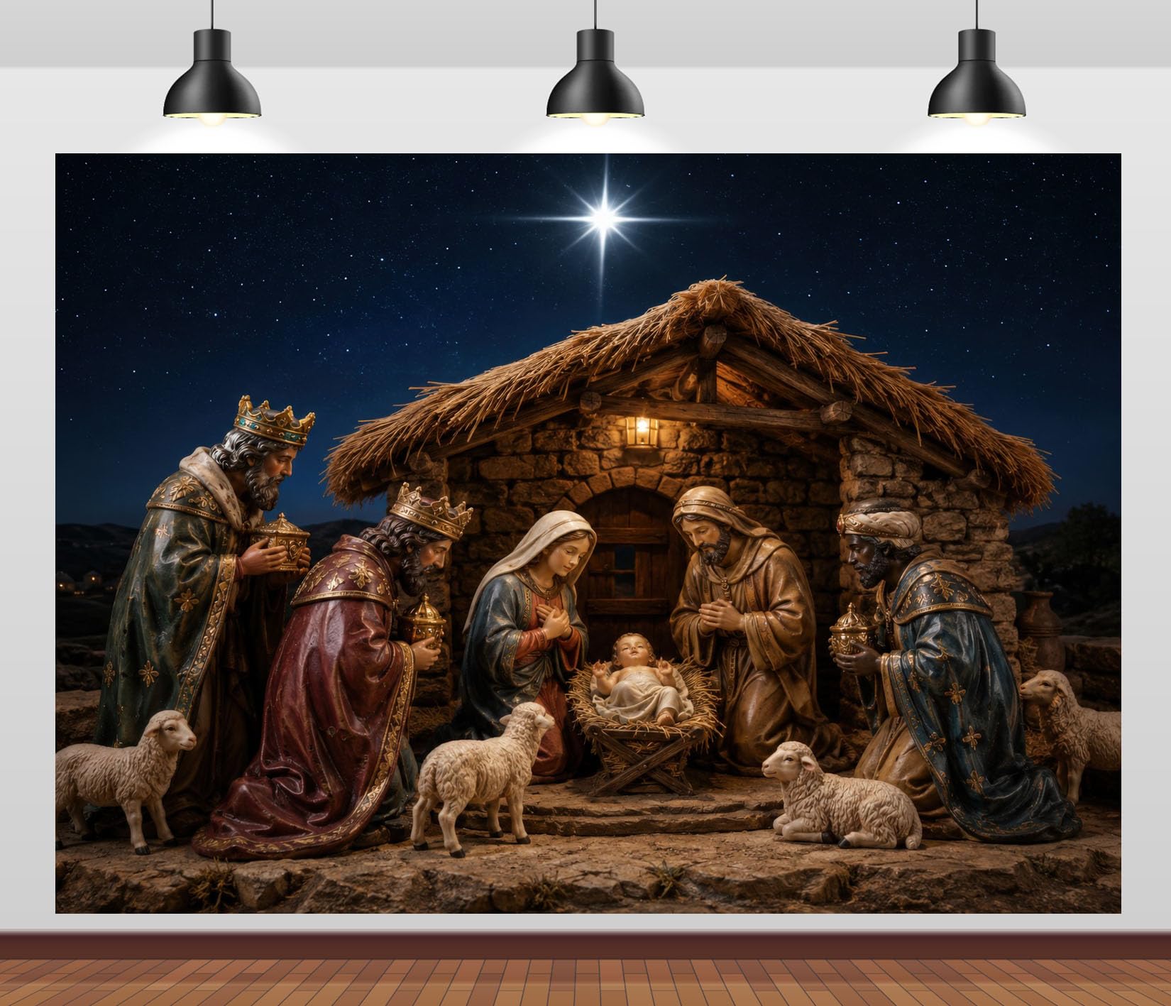 BELECO 3x2.5m Sfondo in tessuto scena presepe stella di Natale