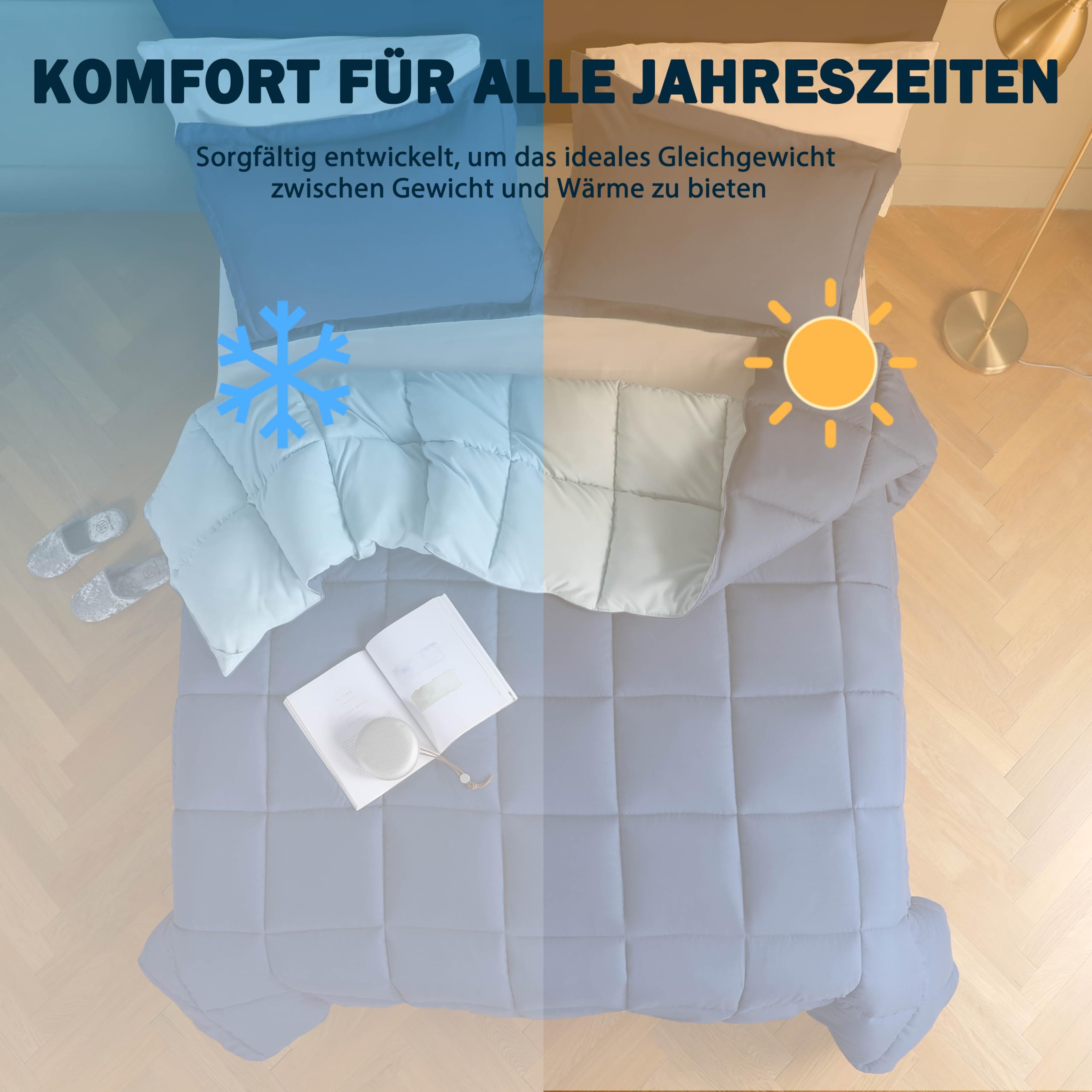 HIG Juego de Ropa de Cama de 4 Piezas con 2 edredones de 135x200 cm y 2 Fundas de Almohada de 80x80 cm, Certificado Öko-Tex, Alternativa de plumón Cosida en Color Azul Marino, con Relleno de 1300