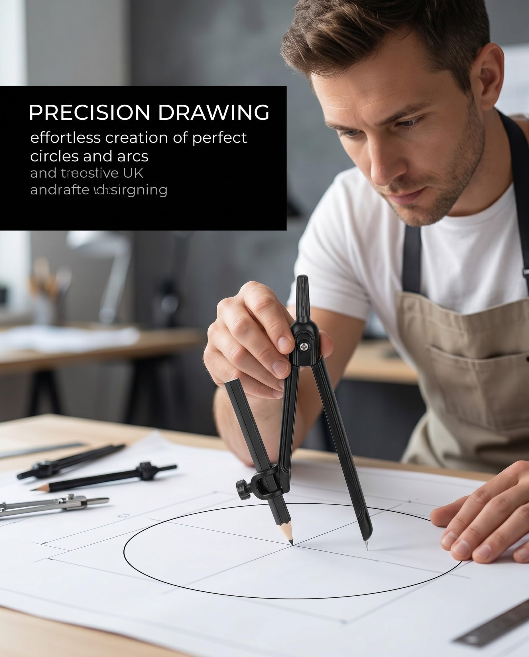 Compas de Dibujo Tecnico Profesional para Lapiz y Rotulador Compas de Precision Ajustable para Geometria Matematicas y Estudiantes Compas Escolar Plastico para Dibujo Arquitectura y Oficina