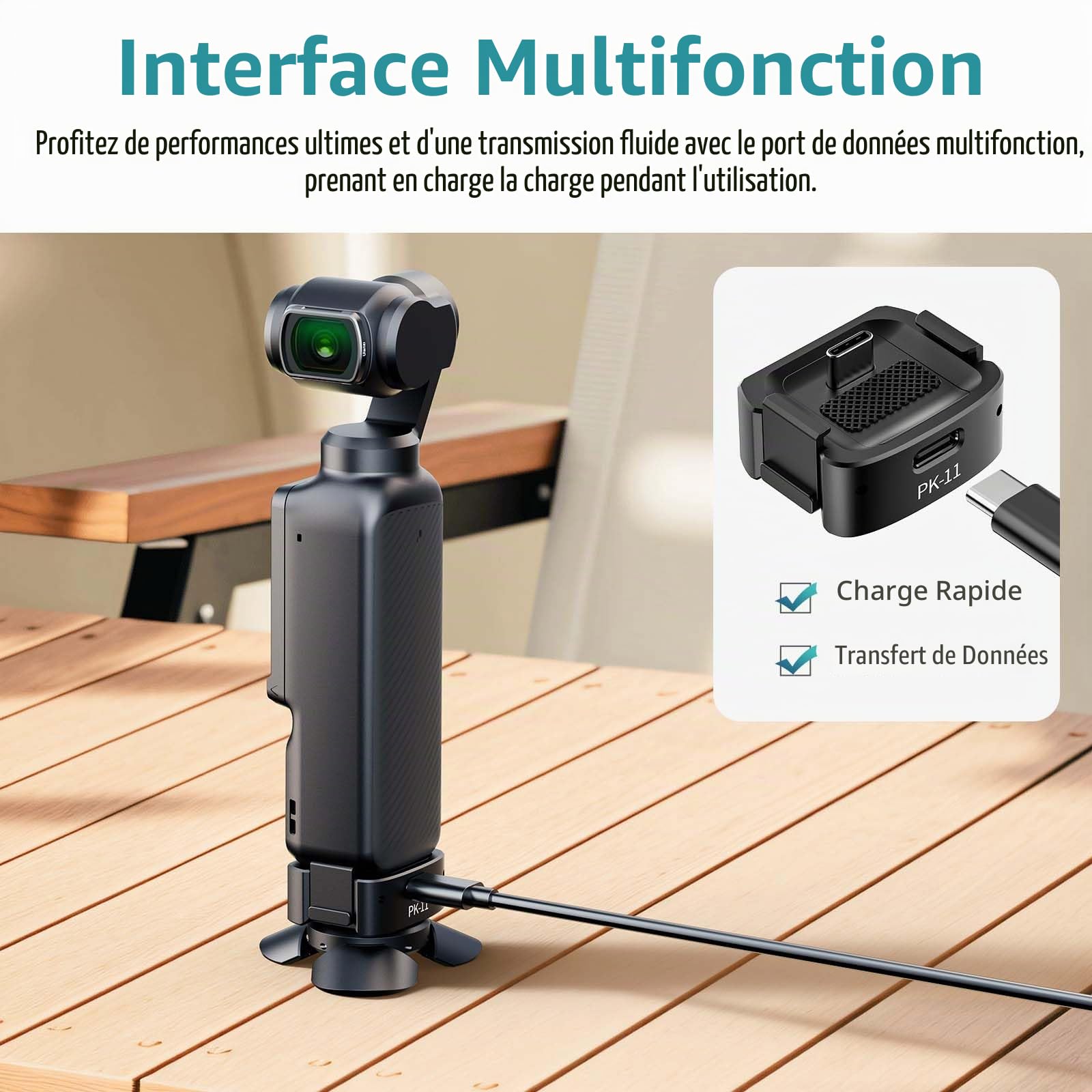 ULANZI Pocket 3 Mini kit trépied pour Accessoires DJI Osmo Pocket 3, connecteur de Charge Type-C avec Trou de vis 1/4, pour DJI Osmo Pocket 3, Smartphones, caméras d'action, Gimbals (PK-08 & PK-11)