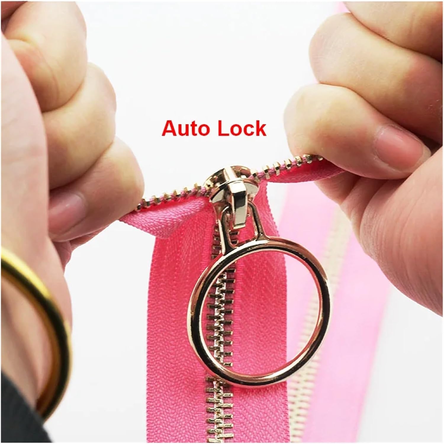 Invisible Zipper 4-piece Metal Zipper with Open-Type Automatic Locking Mechanism, for Sewing Garments. for Clothes(Khaki)