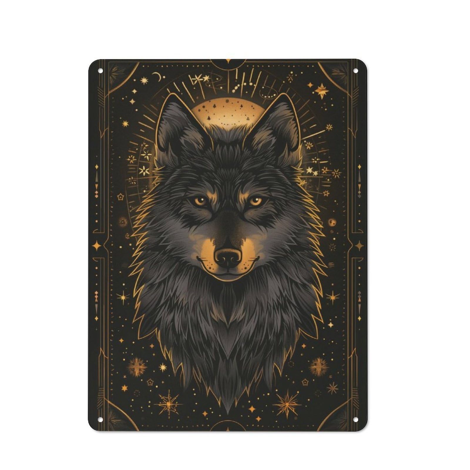 Junmoney Majestic Wolf Metal Plaque 40X30cm With For Garage Wall, Vintage Decor, For Vintage Wall Decor Fans, For Metal Sign Collectors