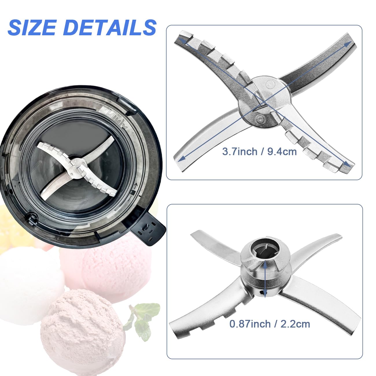 Hoja de Paleta de Repuesto Compatible con Ninja CREAMi Deluxe Heladera multifunción NC501EU NC502EU NC500 NC501H Series, Cuchillas de Repuesto Accesorios para Ninja Creamy Deluxe, Acero Inoxidable