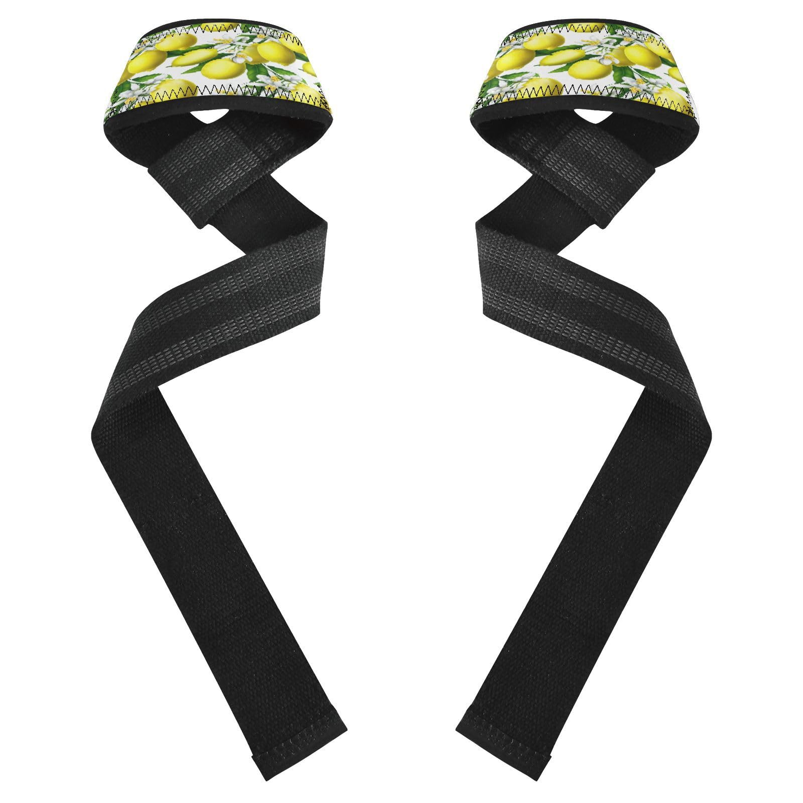 STAYTOP Yellow Lemon Wrist Straps for Weightlifting,Lifting Straps with Neoprene Cushioned Wrist Padded and Anti-Skid Silicone for Strength Training,Bodybuilding,Deadlifting