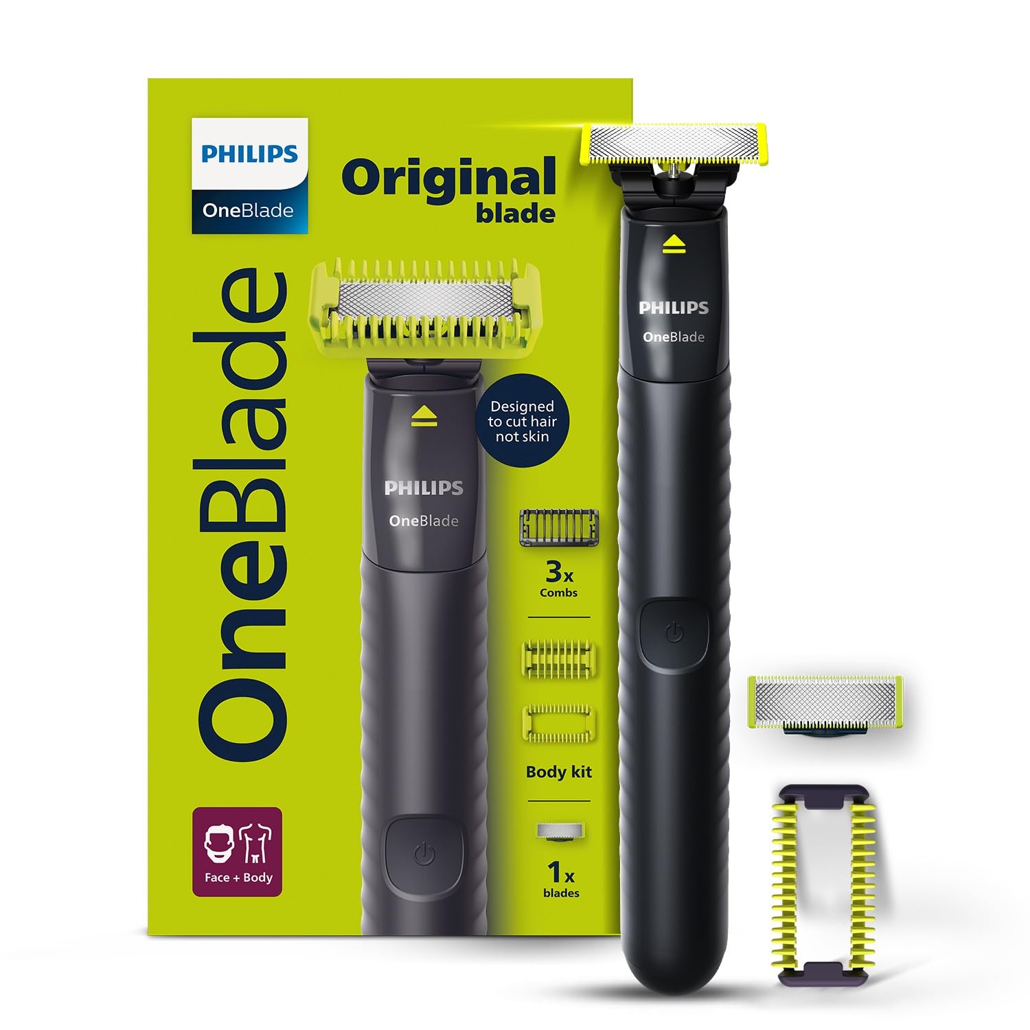 Philips OneBlade Gen Z face & Body Trimmer & Styler | Ideal for Thin Beard or 1st Trim | Designed for Skin Comfort, No Nicks & Cuts, Dual Protect Tech | Acne Prone, Patchy Beard, Young Skin | Extra Body Blade | QP1624/10-image-34