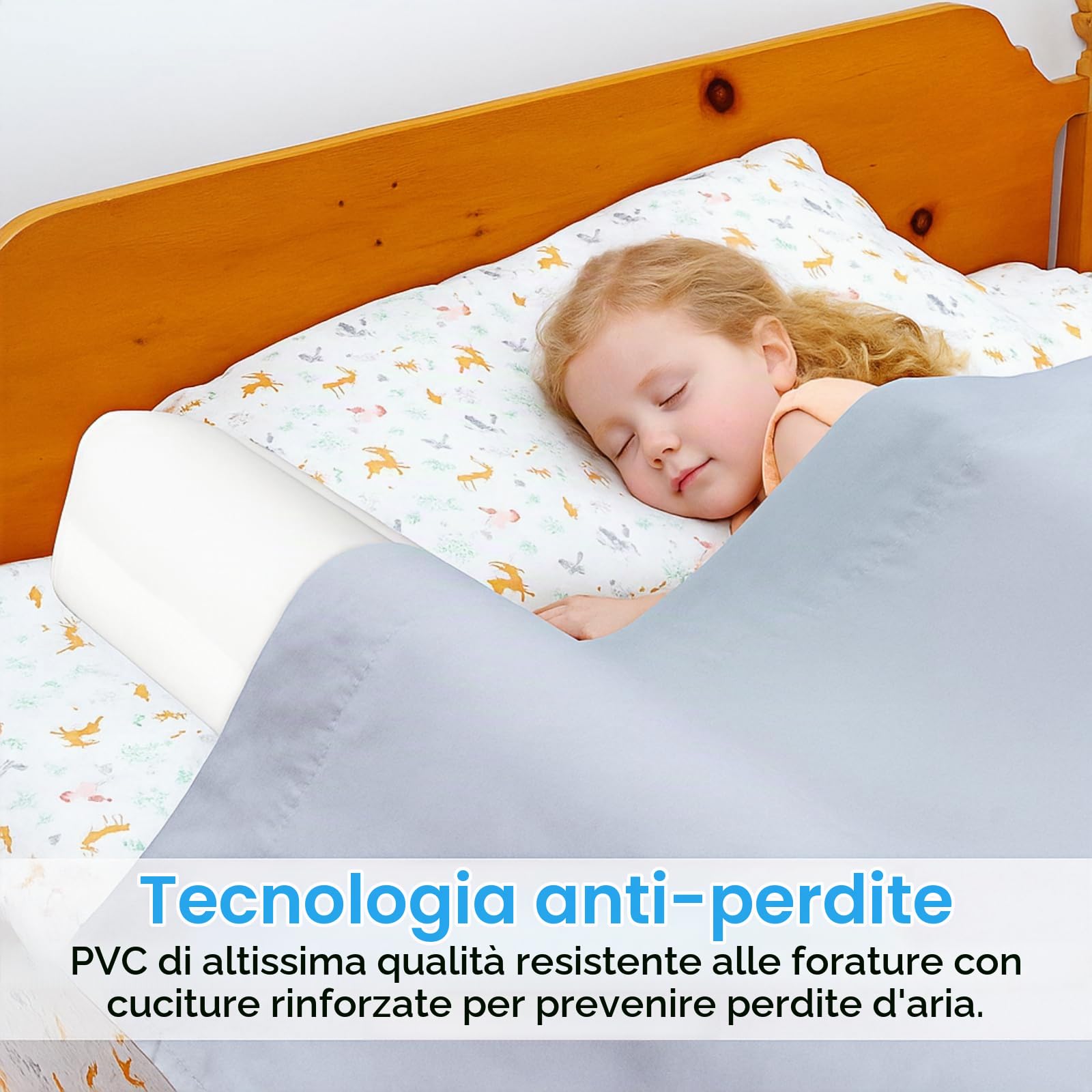 2 protezioni gonfiabili per letto, 120 cm, sicure per bambini e anziani, protezione sicura per letto da viaggio, barriera anti-caduta per lettino, protezione per tutti i letti