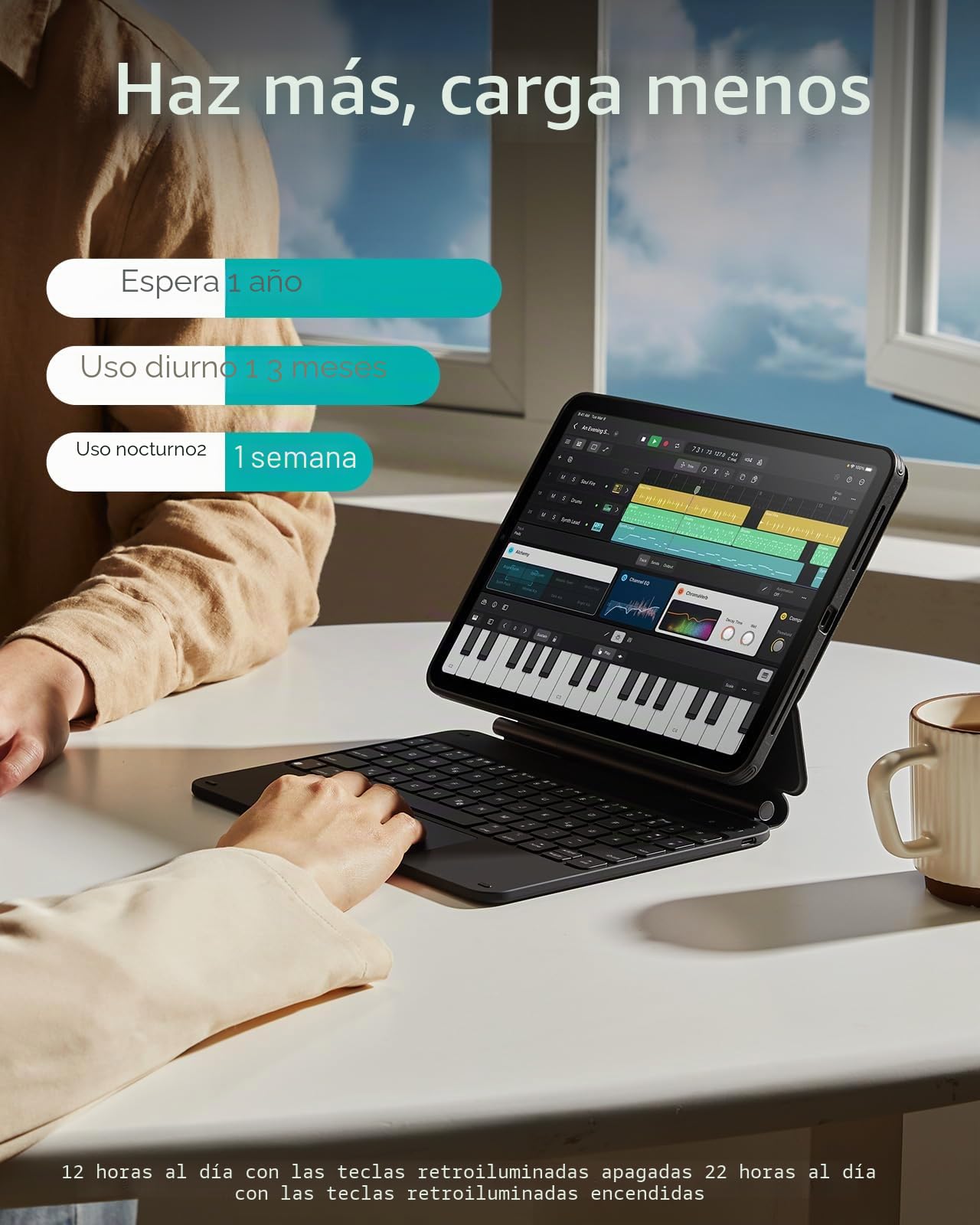 ESR Funda con Teclado para iPad Air 11/Pro 11, Soporte Magnético Multimodo | para Air 5/4ª Generación, Bloqueo Magnético, Funda Trasera Desmontable, DEU QWERTZ 360, Negro