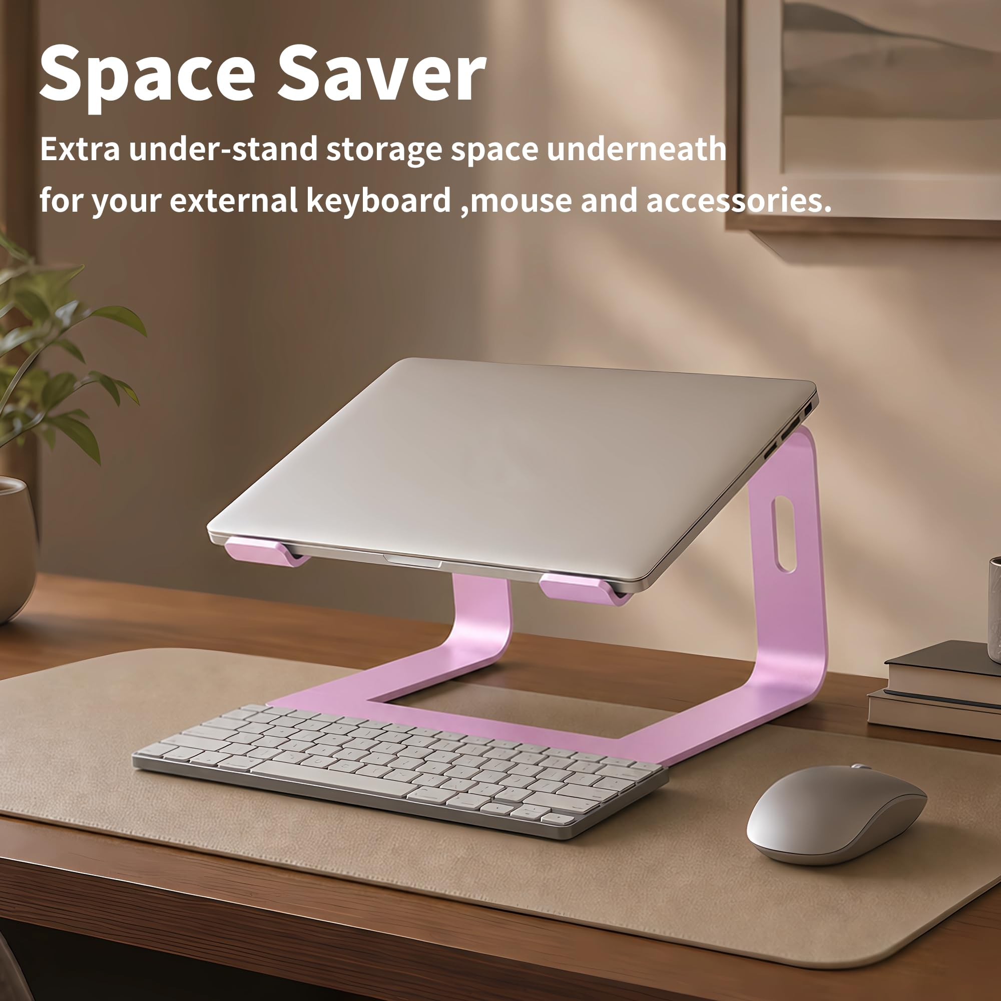 Orionstar Przenośny aluminiowy stojak na laptopa kompatybilny z Apple Mac MacBook Air Pro 10 do 15,6 cala, zdejmowany ergonomiczny uchwyt na windę, srebrny (różowy)