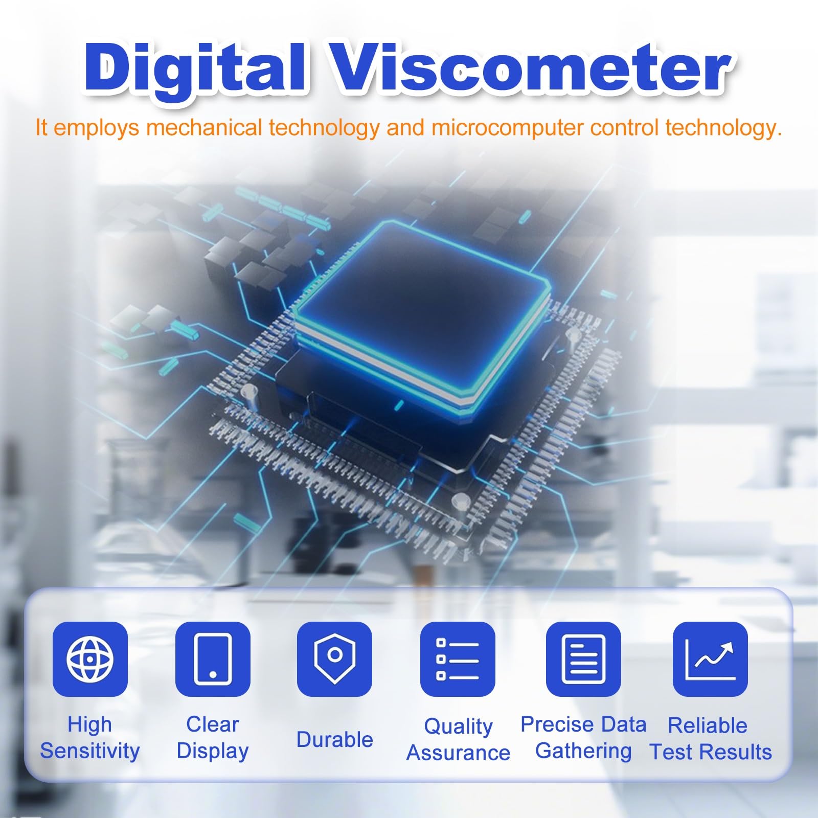 Viscosímetro Rotatorio Digital ±3% 5 Rotores Medidor De Viscosidad Rotacional Monitorización De Temperatura Para Tintas, Pinturas Y Recubrimientos(1~100000mPa.s)
