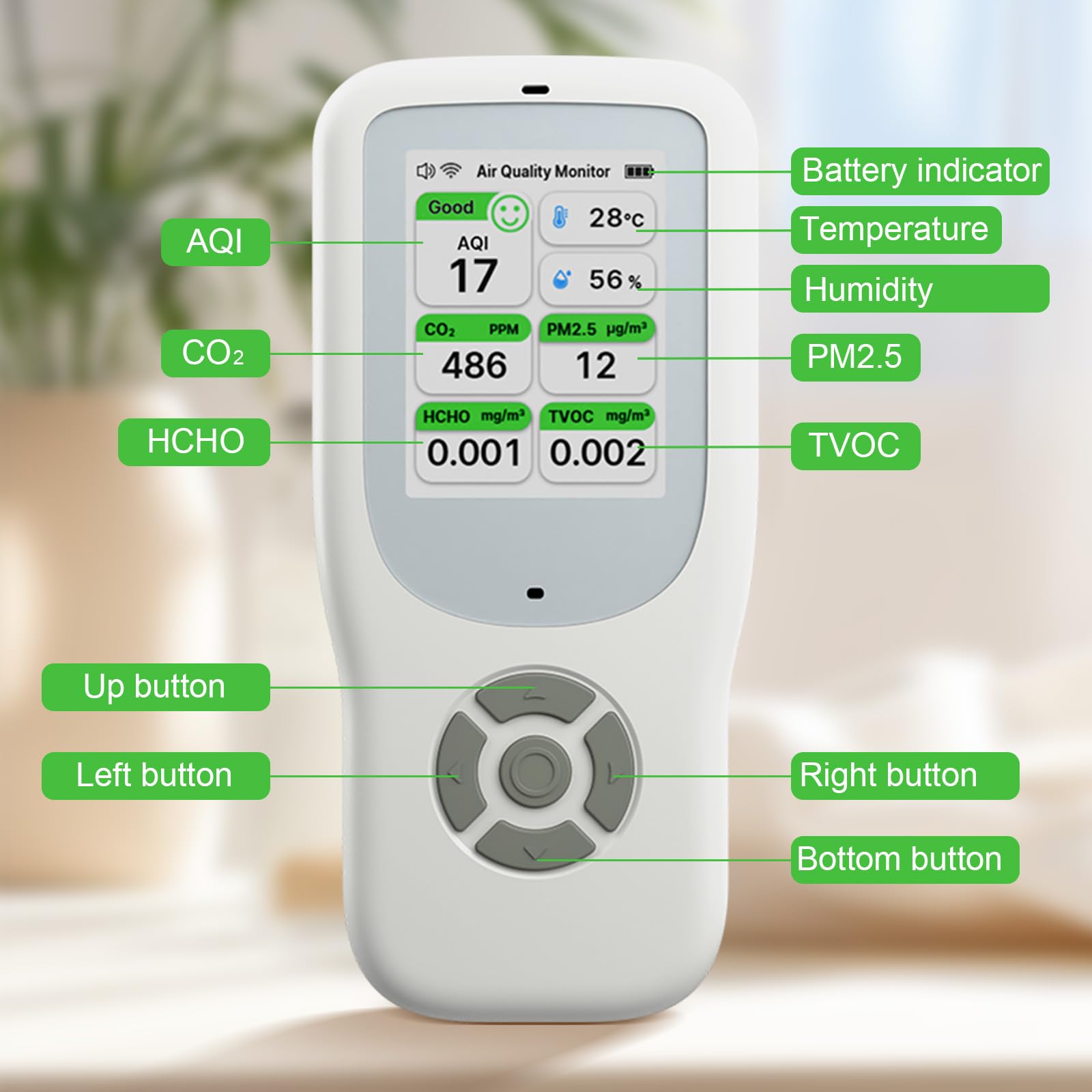 Luchtkwaliteitsmonitor WL1030 / CO2-meter Met Ppm Weergave En Temperatuur Luchtvochtigheid Luchtkwaliteitsmonitor WL1030 / CO2-meter Met Ppm Weergave En Temperatuur Luchtvochtigheid