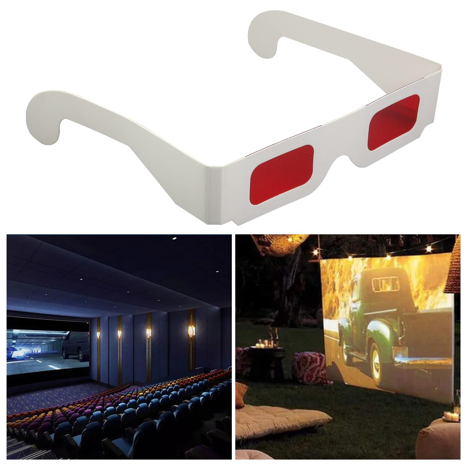 Othmro 20 pezzi occhiale rosso cartone bianco 3d per video virtuali 3D DVD videogiochi fumetti