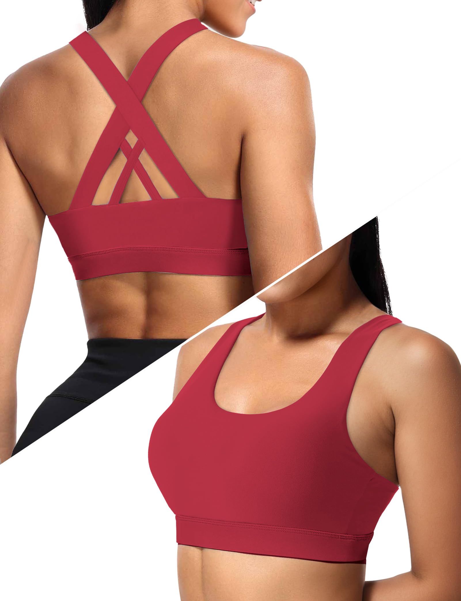 Sports Bras for Women, High Support Criss Cross Back Bras for Large Bust, High Impact Strappy Yoga Workout Bra