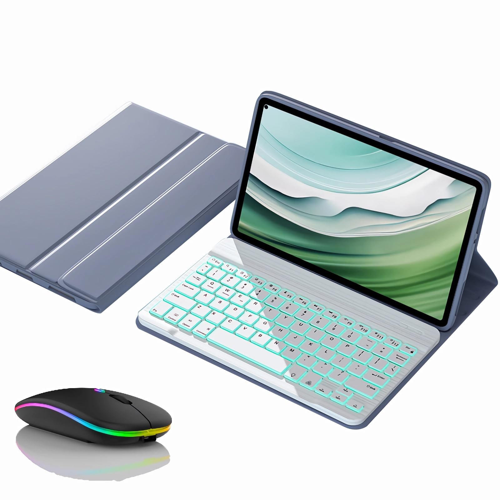 Etui z klawiaturą do HUAWEI MatePad Pro 13.2, Magnetyczna Odłączana Podświetlenia Klawiatura Bezprzewodowa z Myszą Bluetooth,Purple