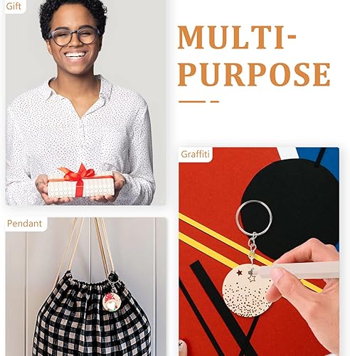 Miniatura 9 de DECHOUS Llaveros a granel, 100 juegos de rebanadas de madera, decoraciones de llaves, colgantes sin terminar, llaveros artesanales para proyectos de