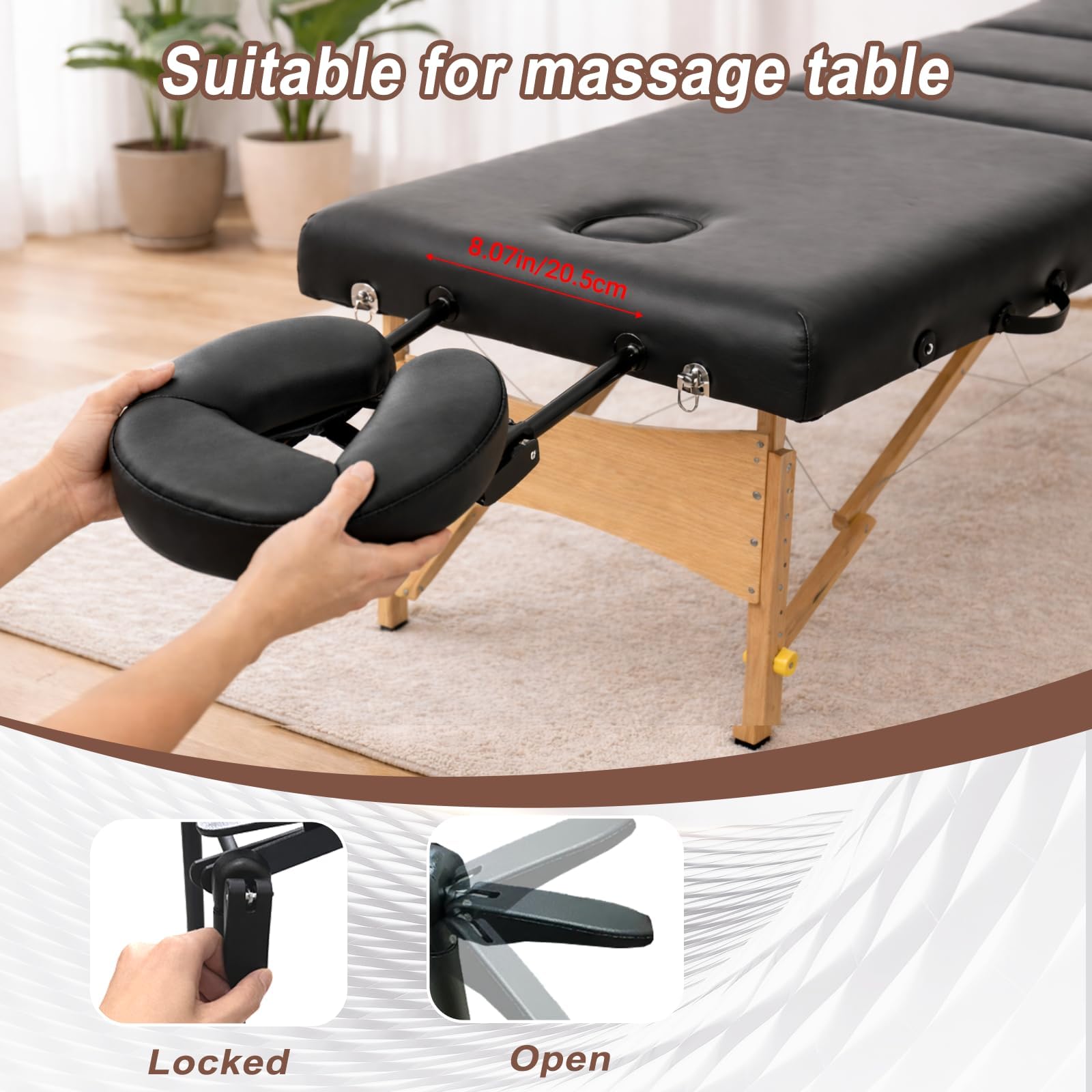 Poggiatesta per massaggi rilassanti a faccia in giù, culla e cuscino per comfort e supporto
