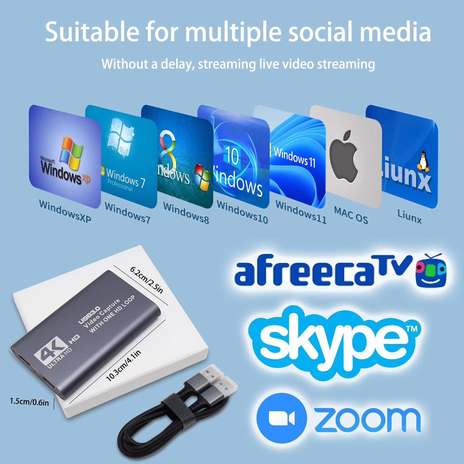 Scheda di acquisizione HDMI 4K, USB3.0 1080P 60 FPS, scheda di acquisizione audio video con microfono, registratore video per Nintendo Switch/PS5/Xbox/OBS/fotocamera/PC, adatta per streaming