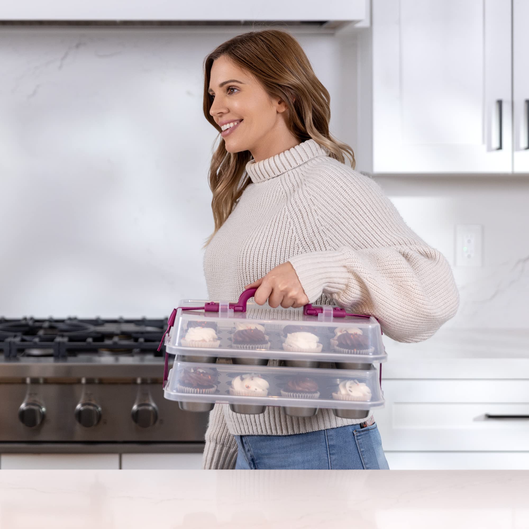 KPKitchen Pojemnik na babeczki - idealny do patelni do muffinek i transportu - kubki do muffinek
