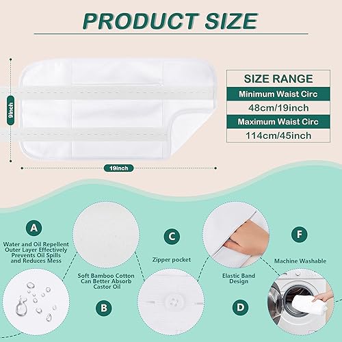 Miniatura 5 de Reusable Castor Oil Pack Wrap Waist and Thyroid Neck,Organic Reusable Castor Oil Packs Compress for Liver Detox and Stomach Health with Adjustable