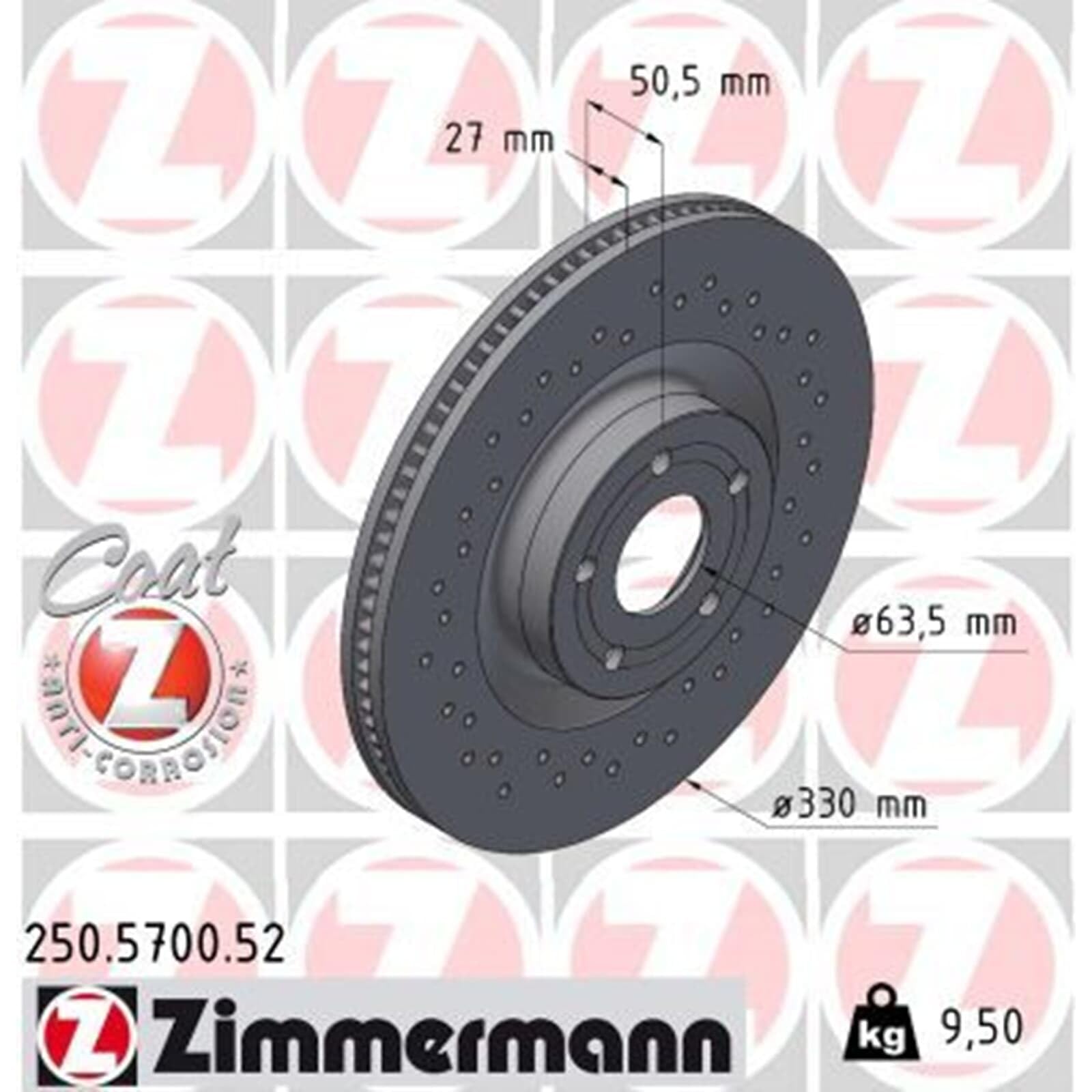 Zimmermann Sport Bremsscheiben 330mm + Beläge vorne | 250.5700.52 + 22412.180.1 Kompatibel mit Focus IV (hn),focus IV Turnier (hp)