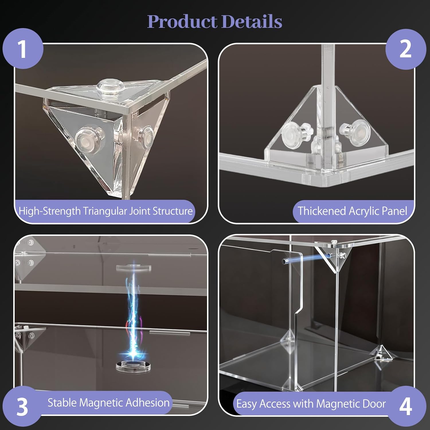 Clear Acrylic Display Case for Figures - 3 Tier Stackable Storage Bins with Magnetic Door,Acrylic Boxes for Display, Clear Storage Box for Collectibles Cosmetic Perfume Organizer，Home Or Office