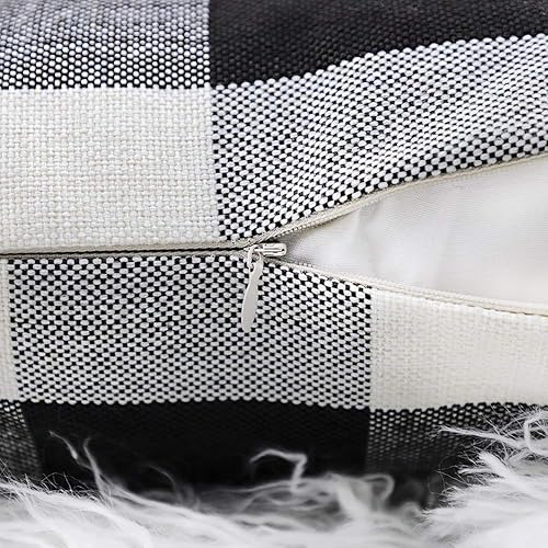 Miniatura 4 de 4TH Emotion Juego de 2 fundas de cojín o almohada de lino de poliéster con estampado a cuadros estilo alquería para decoración del hogar, azul