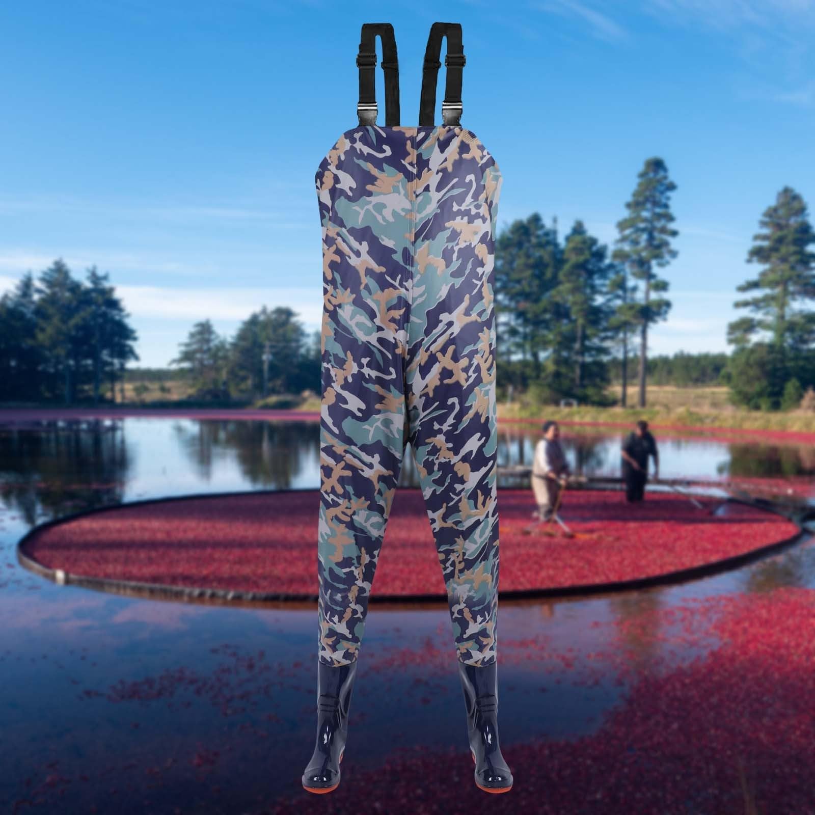 Wathose für Herren und Damen, Jagd-Brusthose mit Stiefeln, wasserdicht, atmungsaktiv, Wathose, leicht, Jagd-Wathose zum Waten, Fliegenfischen, Jagd, Schlammarbeit, blau (1), 43 EU