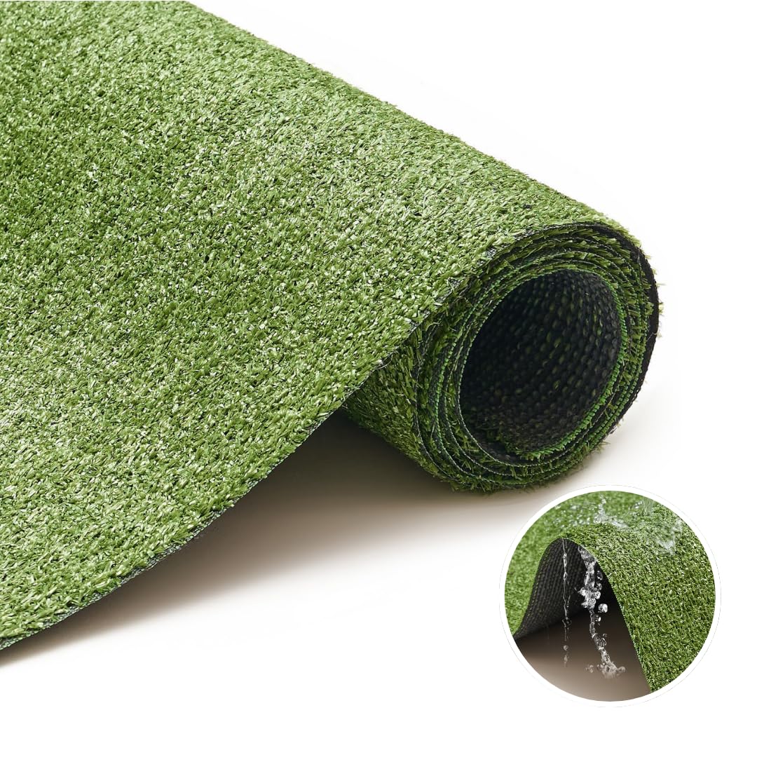TAPISO Canyoo Gazon Synthétique Extérieur au Mètre Tapis Gazon Pelouse Artificielle Terrasse Balcon Jardin Vert Résistant aux Intempéries Épaisseur 7 mm 133 x 750 cm