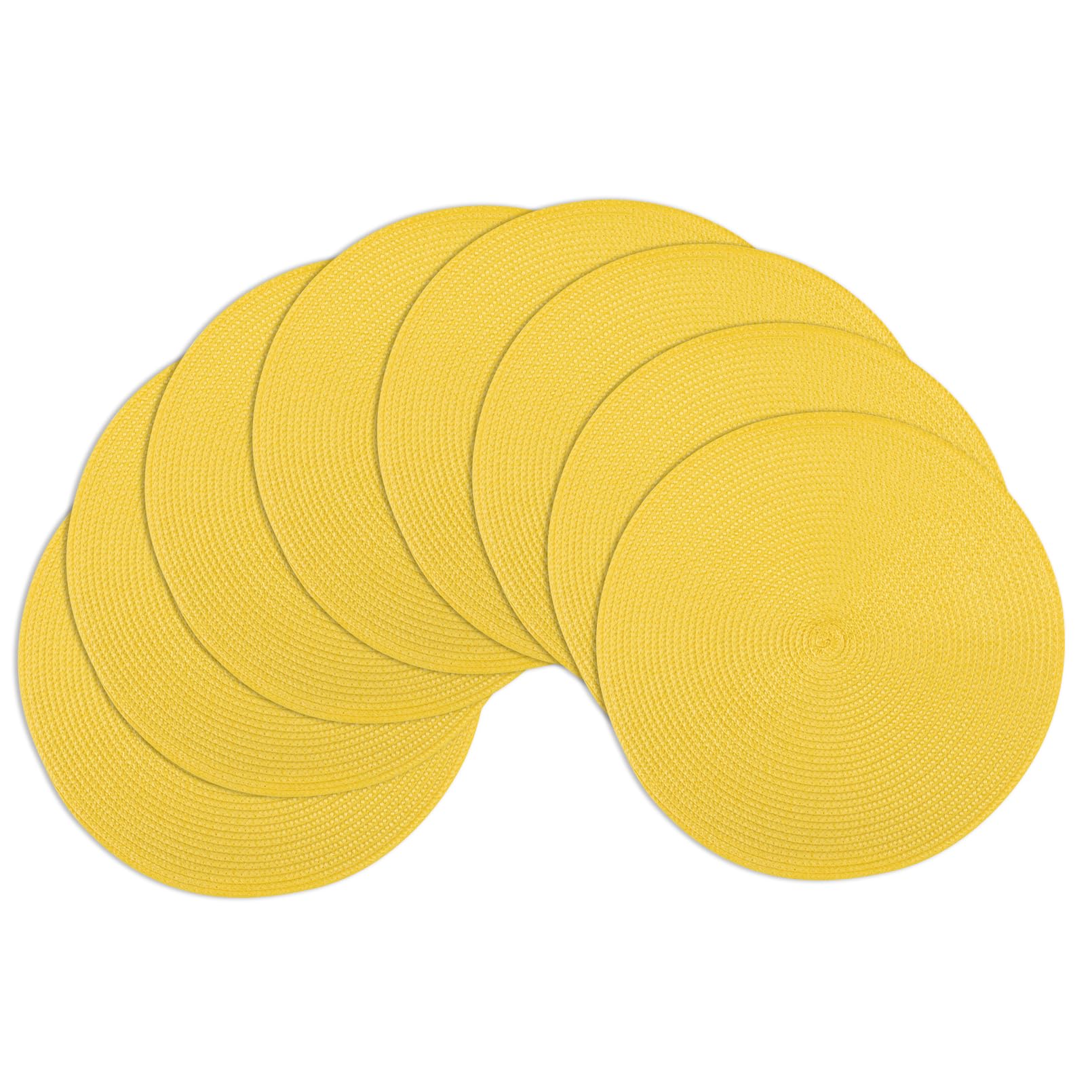 Winknowl Round Braided Placemats Set of 8 Washable Woven Heat Resistant Table Mats for Kitchen Dining Tables 15 inch Round Place Mats (Yellow,8pcs)