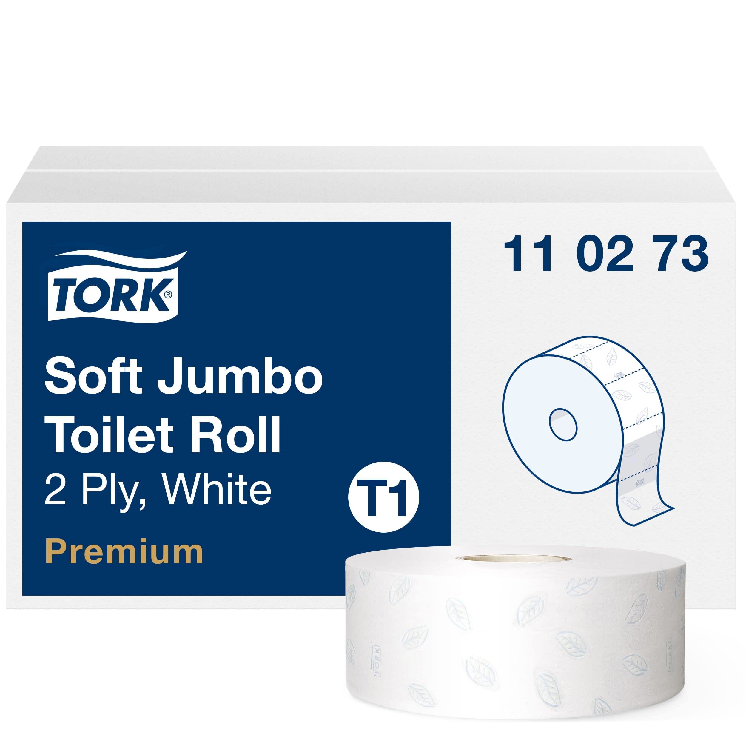 Tork 110273 Carta Igienica Jumbo Soft Premium, compatibile con sistema T1, 2 veli, 1 conf. x 6 rotoli (6 x 360 m), 1800 strappi x rotolo, bianco