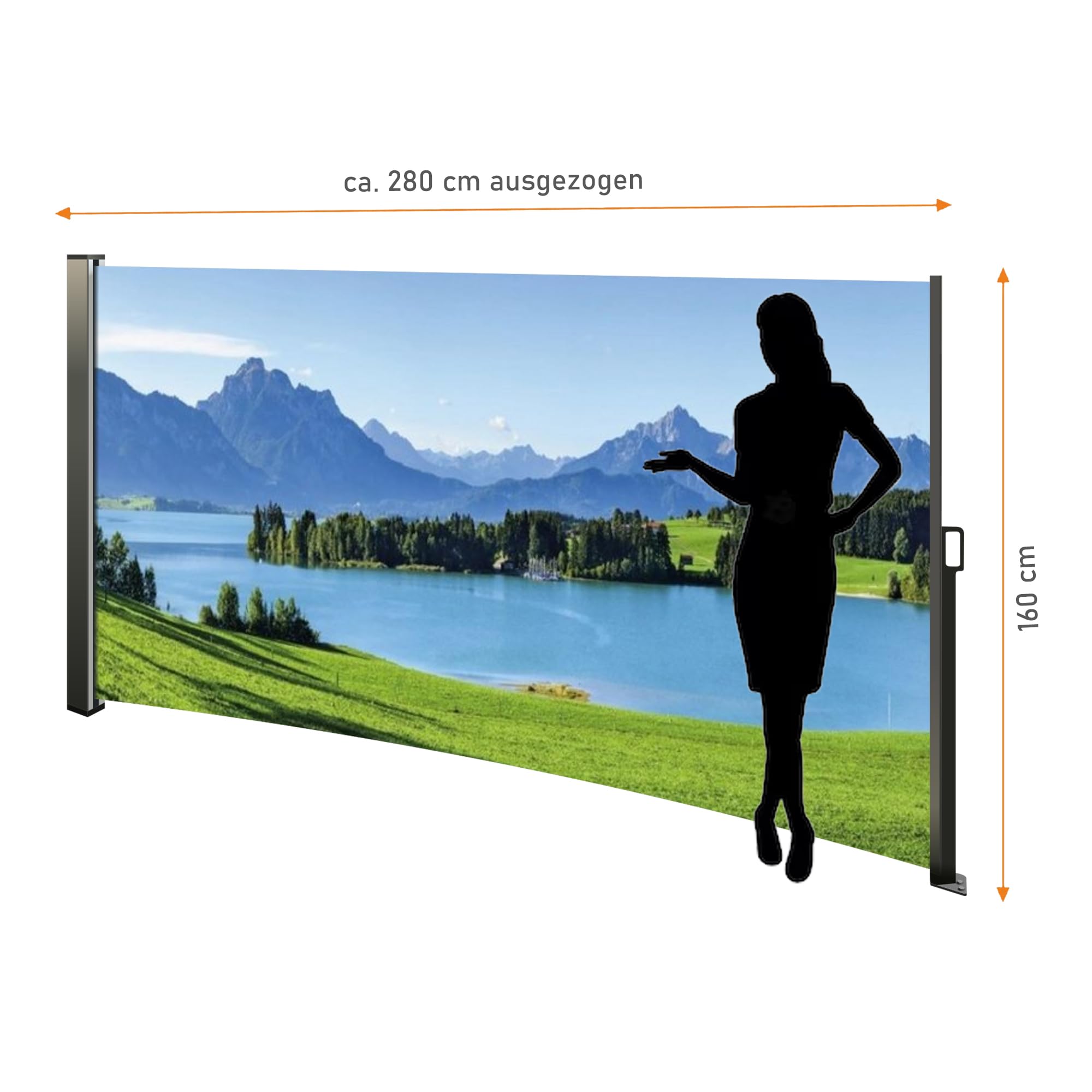 Seitenmarkise mit Fotodruck BERGE