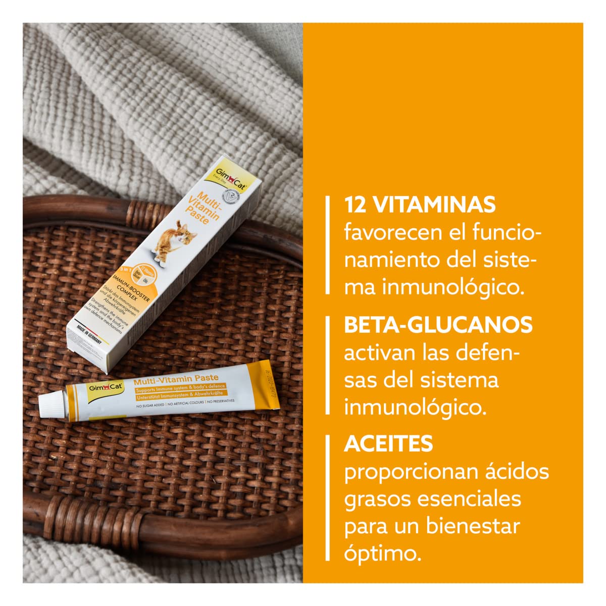GimCat Multi-Vitamin, pasta multivitaminas - Saludable snack para gatos que activa las defensas y fortalece el sistema inmunológico - 1 tubo (1 x 200 g)