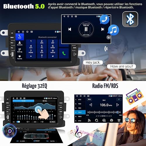 Android 15, 4G+64G GOHHDL Autoradio pour Renault Dacia Logan Duster Sandero Lodgy Capture Symbol Lada Xray avec Navi Carplay Android Auto, écran Voiture 7 Pouces avec GPS WiFi BT FM/RDS Caméra MIC - 6