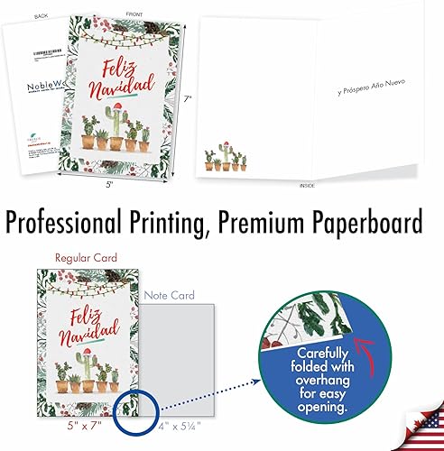 Miniatura 3 de NobleWorks Juego de 36 tarjetas de felicitación de Navidad españolas en caja con sobres de 5 x 7 pulgadas (1 diseño, 36 cada uno) Feliz Navidad