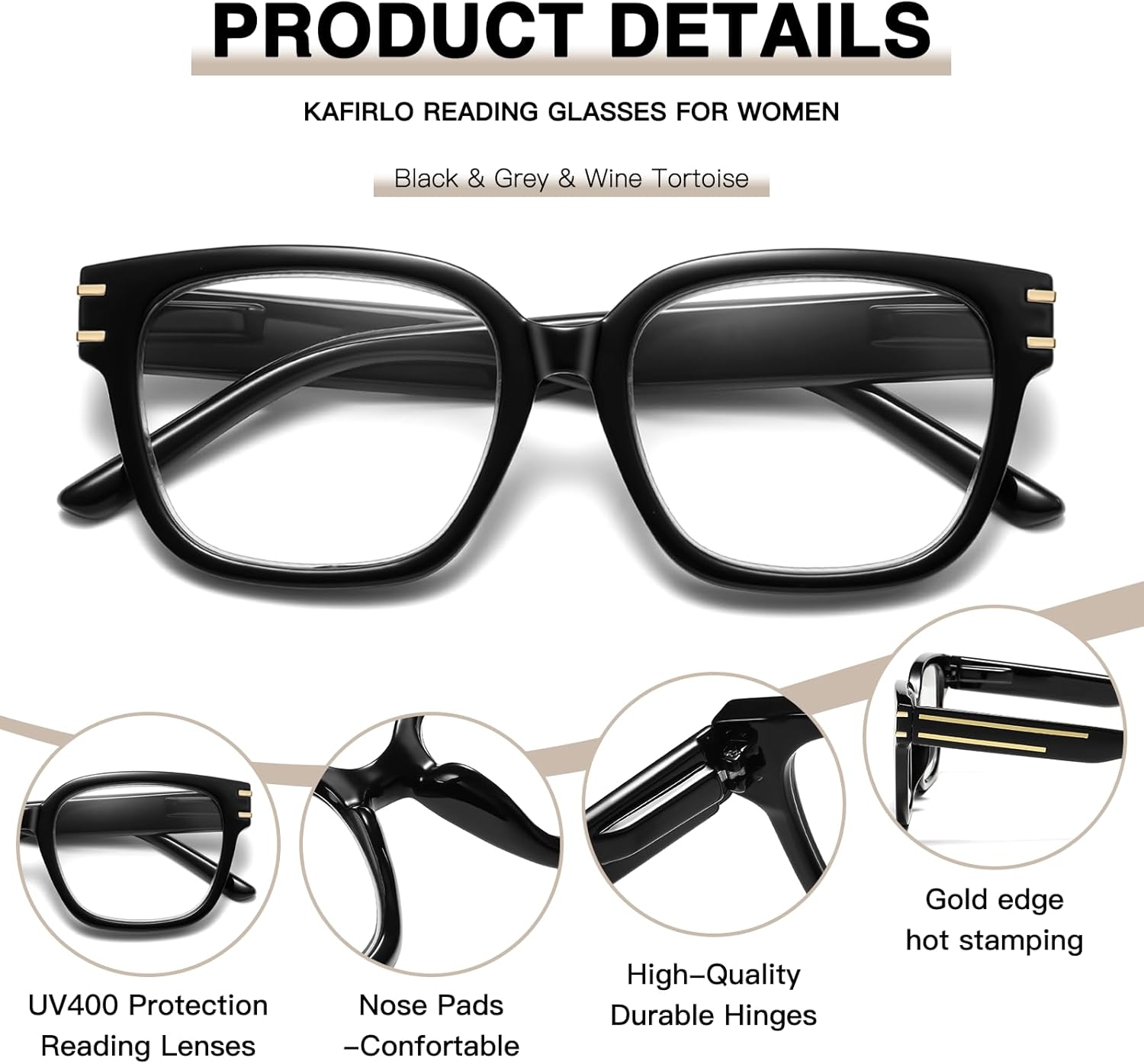 3 Pack Premium Reading Glasses Men, Blue Light Blocking Fashion Computer Readers Spring Hinge Eyeglasses for Men - Image 5