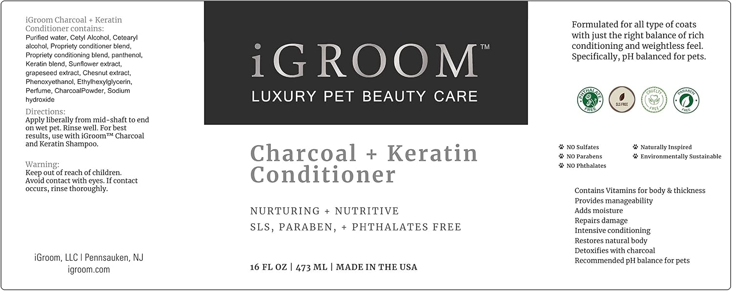 iGroom Charcoal Keratin Dog Conditioner, Luxury Pet Beauty Care, Repairs Enhances Adds Moisture, Made in USA, Summer Fig, 473ml - Image 3