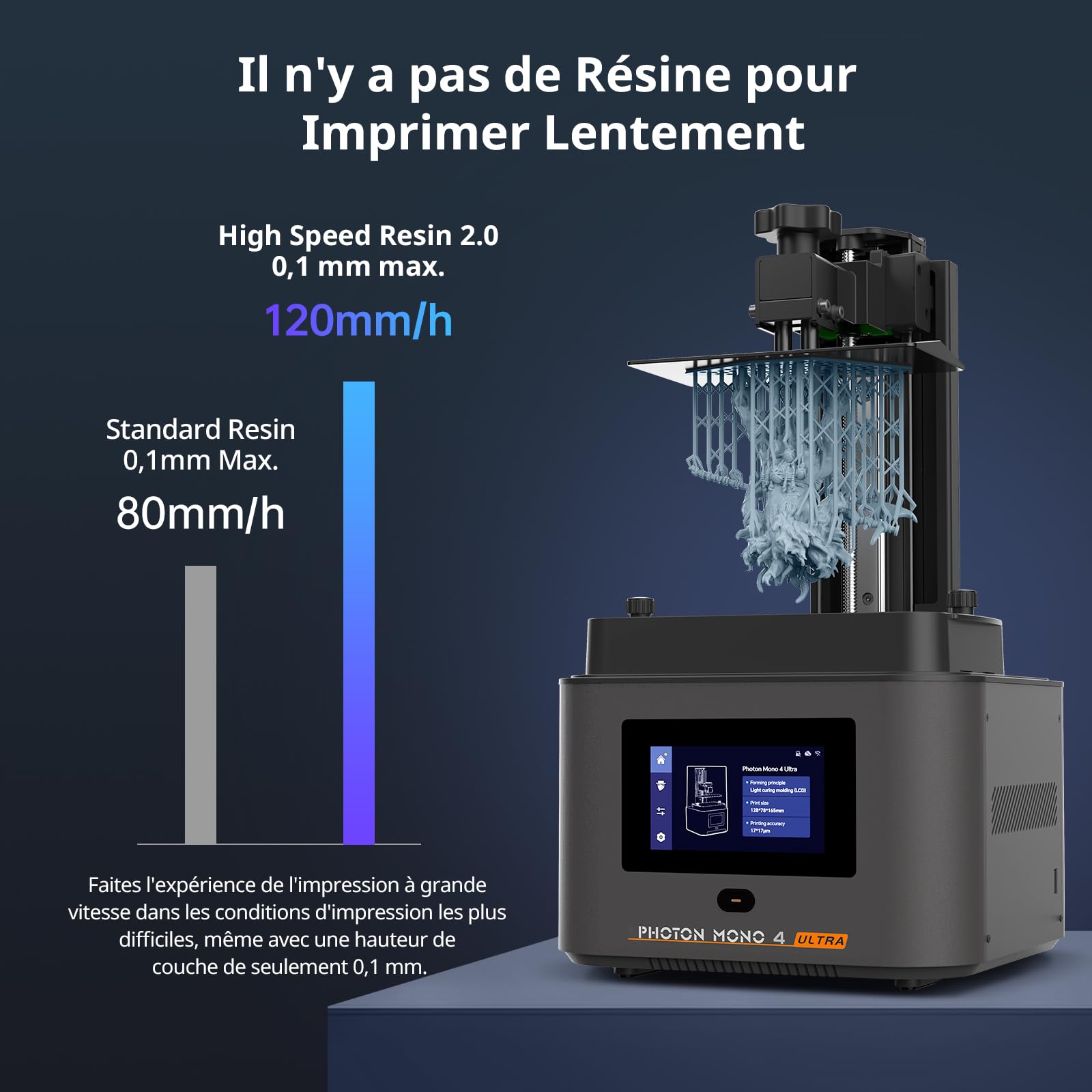 ANYCUBIC Photon Mono 4 Ultra 10K Imprimante 3D Résine Vitesse Max 120mm/h