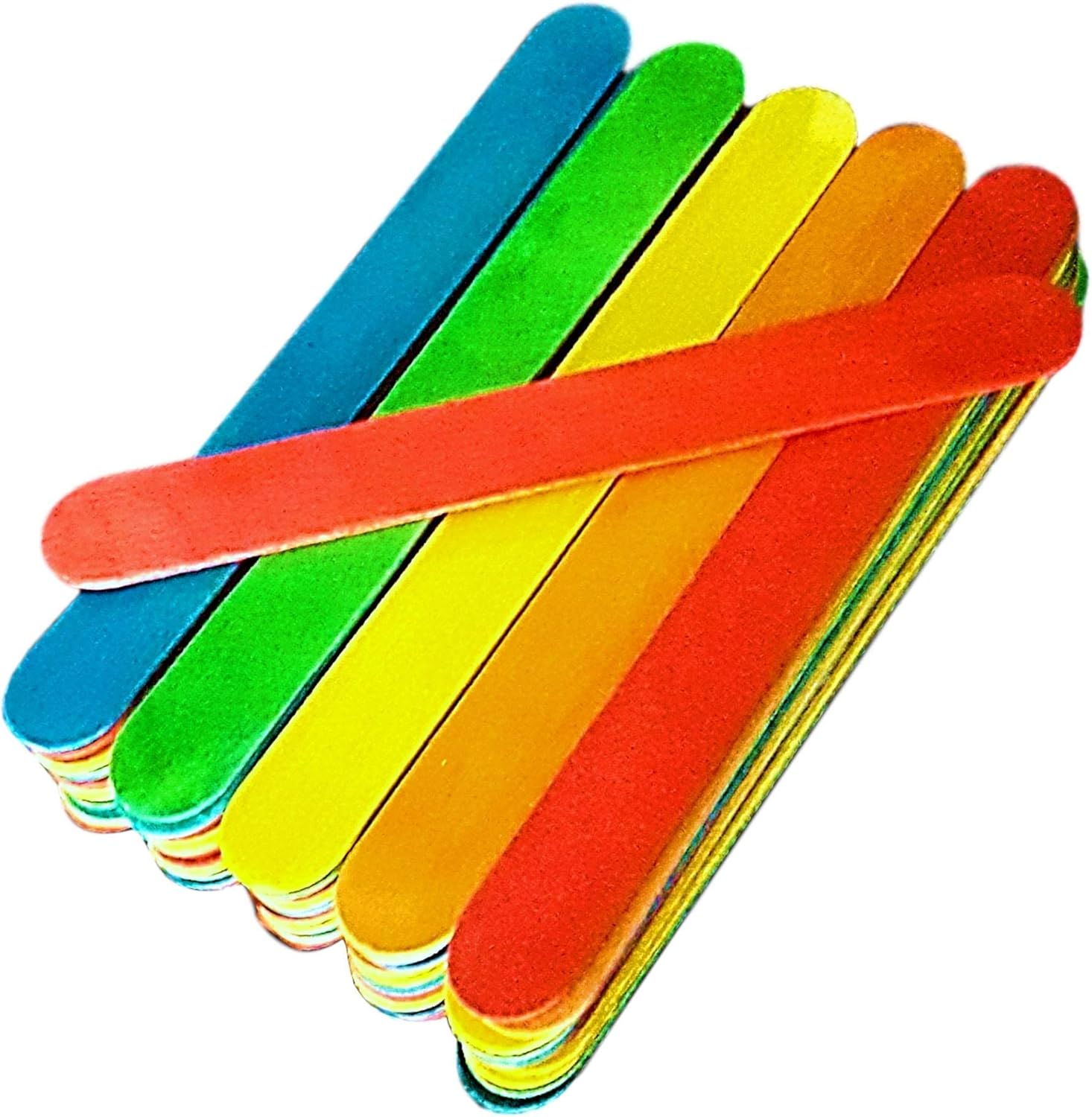 50 Jumbo Wooden Craft Lollipop Sticks Colours Mixed 150mm x 19mm Giant Lolly Sticks Wide