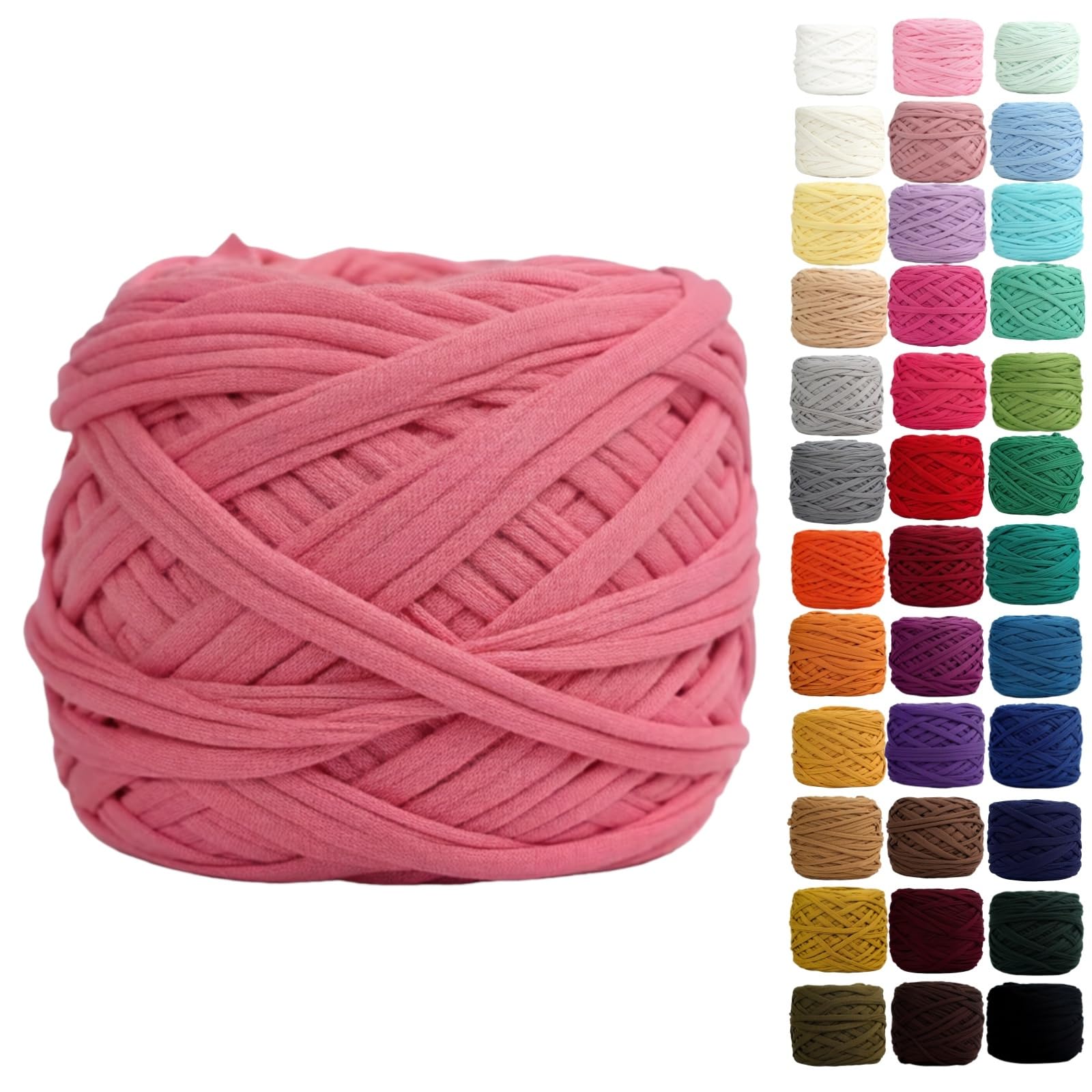 Binwat T Shirt Yarn for Crocheting 150m Elastic Ribbon Yarn Thick Crochet Fabric Yarn, Knitting T-Shirt Yarn for Crochet Bag/Blanket/Basket, DIY Crafts Projects, Home Decor (Tender red) — image 1