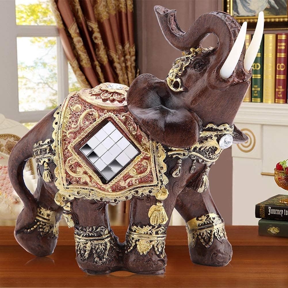 Lucky Wealth Elephant Statue, Lucky Feng Shui Wood Grain Elephant Statue Sculpture Wealth Figurine Gift Home Decoration(#2) - Image 3
