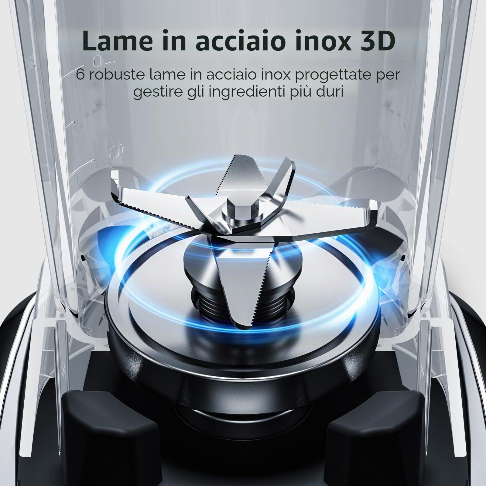 AMZCHEF 2-IN-1 Frullatore Professionale 2000W con Contenitore da 1850 ml e 600 ml per Due Modalità di Frullatura - 2000W Frullatore Tritatutto Multifunzione con Tamper e 6 Lame - Grigio Opaco