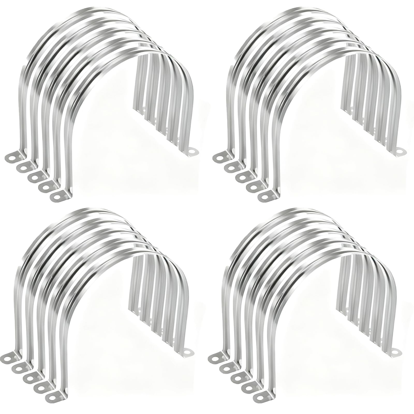 20 PCS 6 Inch Rigid Pipe Strap, Stainless Steel U Tube Strap Clamp, Two Hole Strap U Bracket, Silver