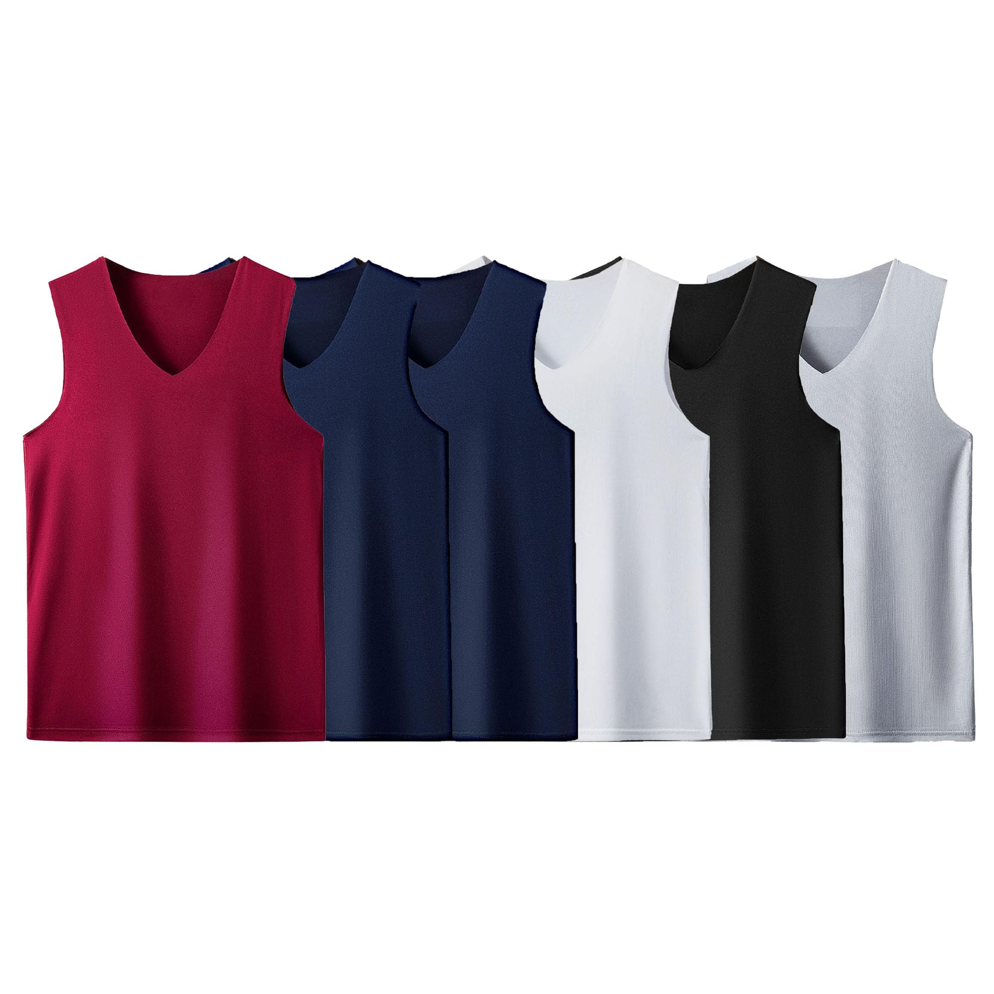 6 Pack Men's Workout Tank Tops V-Neck Sleeveless Athletic T-Shirts Lightweight Breathable Running Tops Undershirts