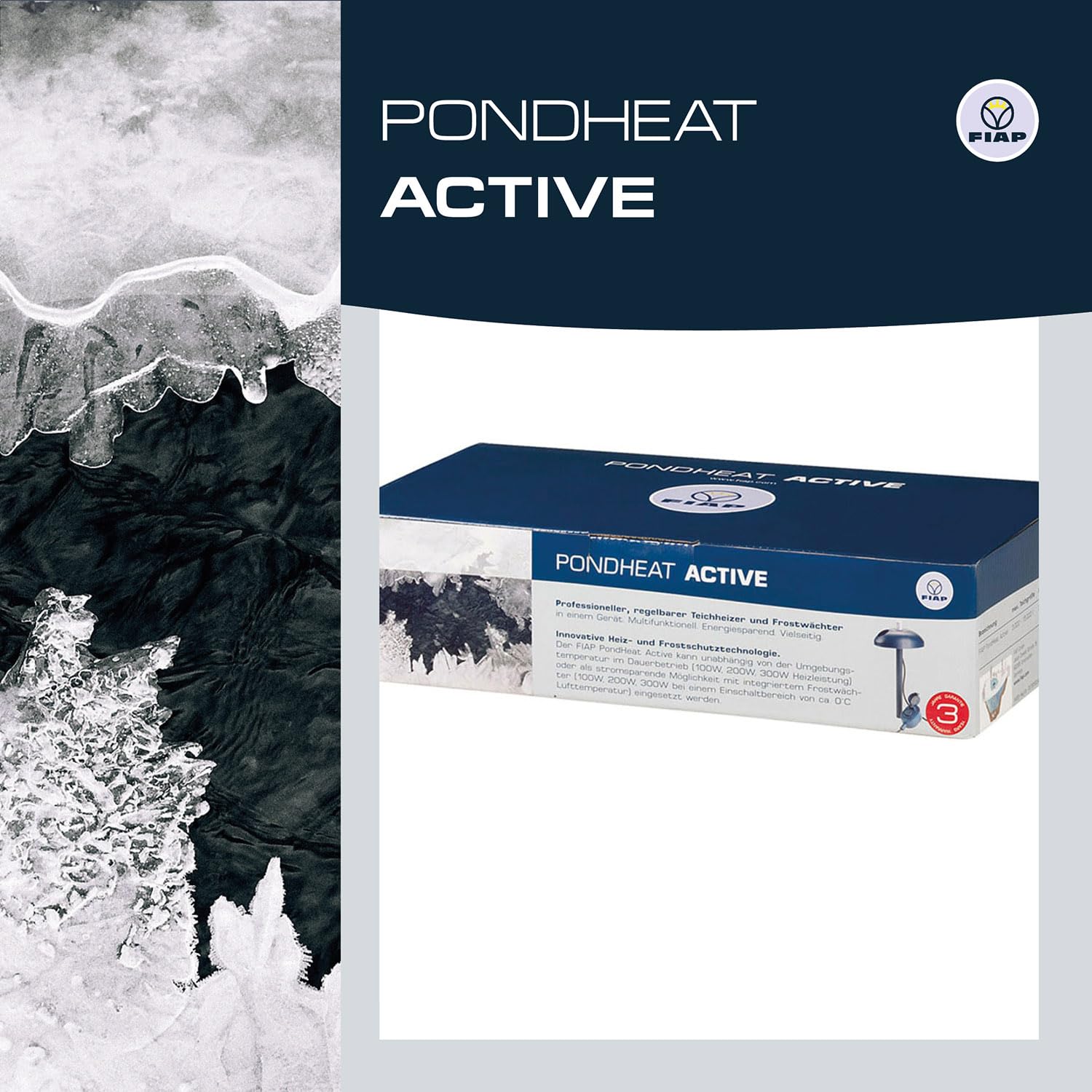 FIAP PondHeat Active - Teichheizer - Frostwächter - Teichheizung - Eisfreihalter - Gartenteich - Schwimmteich - Koiteich - bis -20C° - Teichzubehör